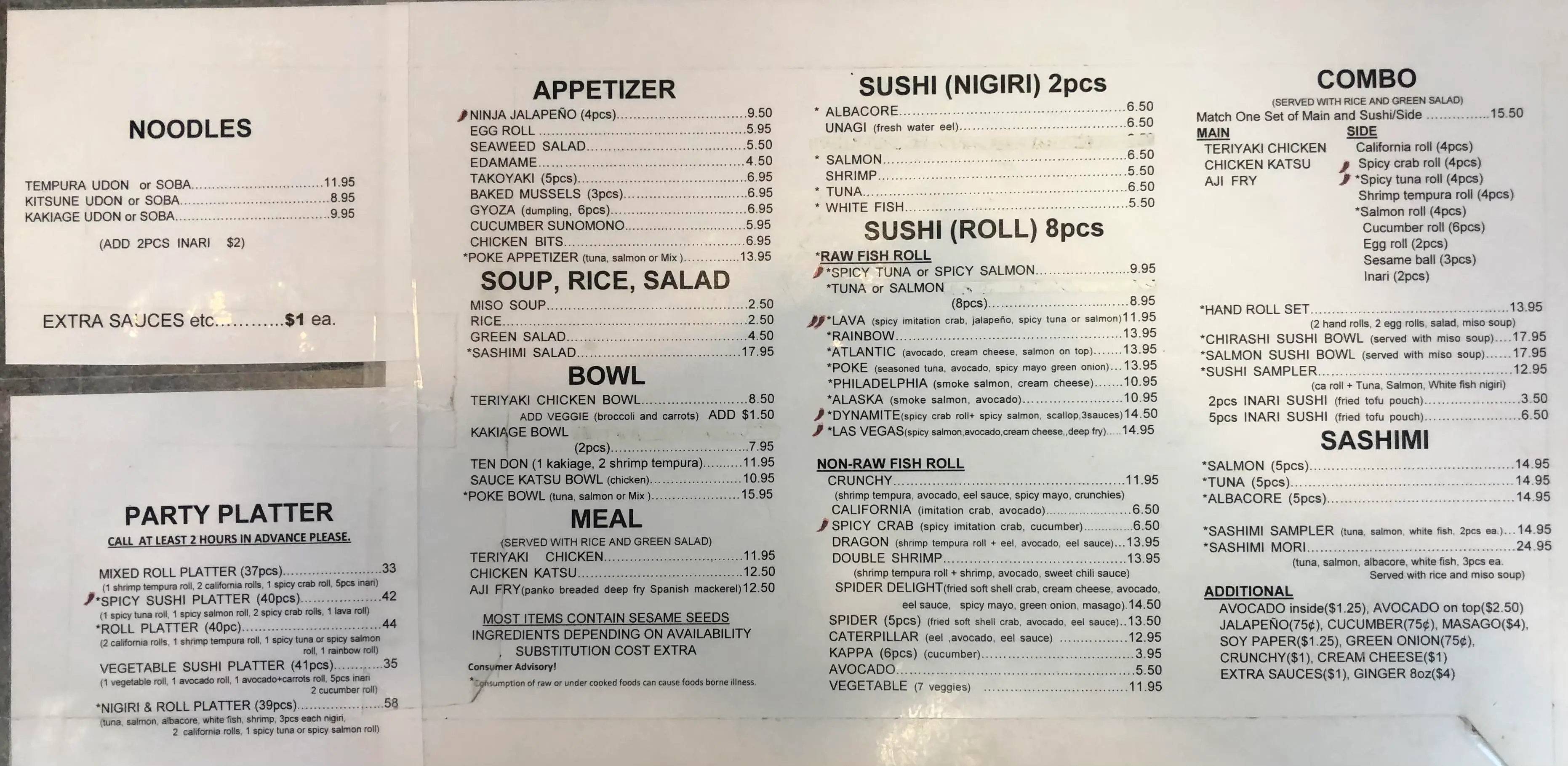 the menu